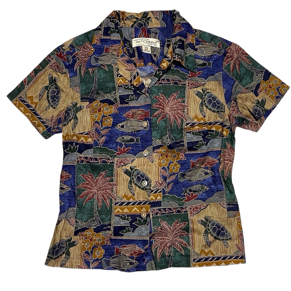 Vintage Tori Richard Hawaiian Shirt Short Sleeve Sea Turtle Floral Men’s XS
